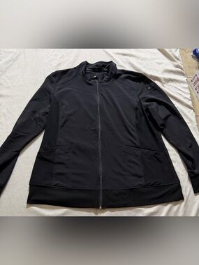 Cherokee iFlex Black Zip Front Scrub Jacket XL Stretch Nurse Medical Uniform EUC